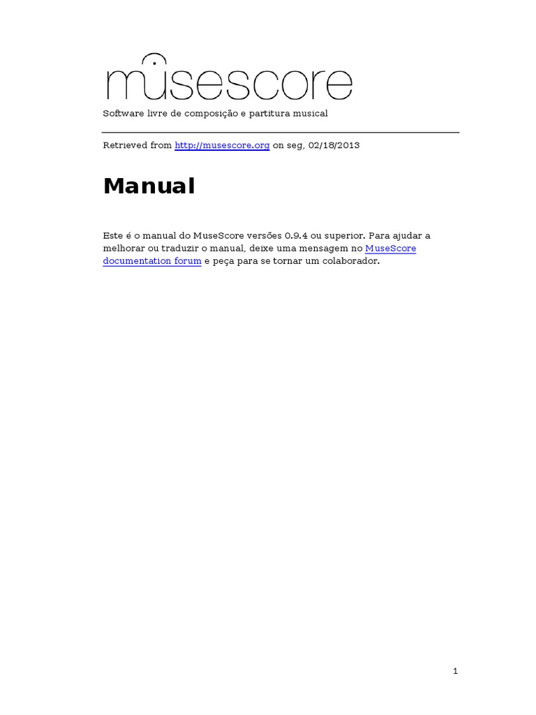 Manual MuseScore-pt BR PDF | PDF | Plug-in (informática) | Notação musical