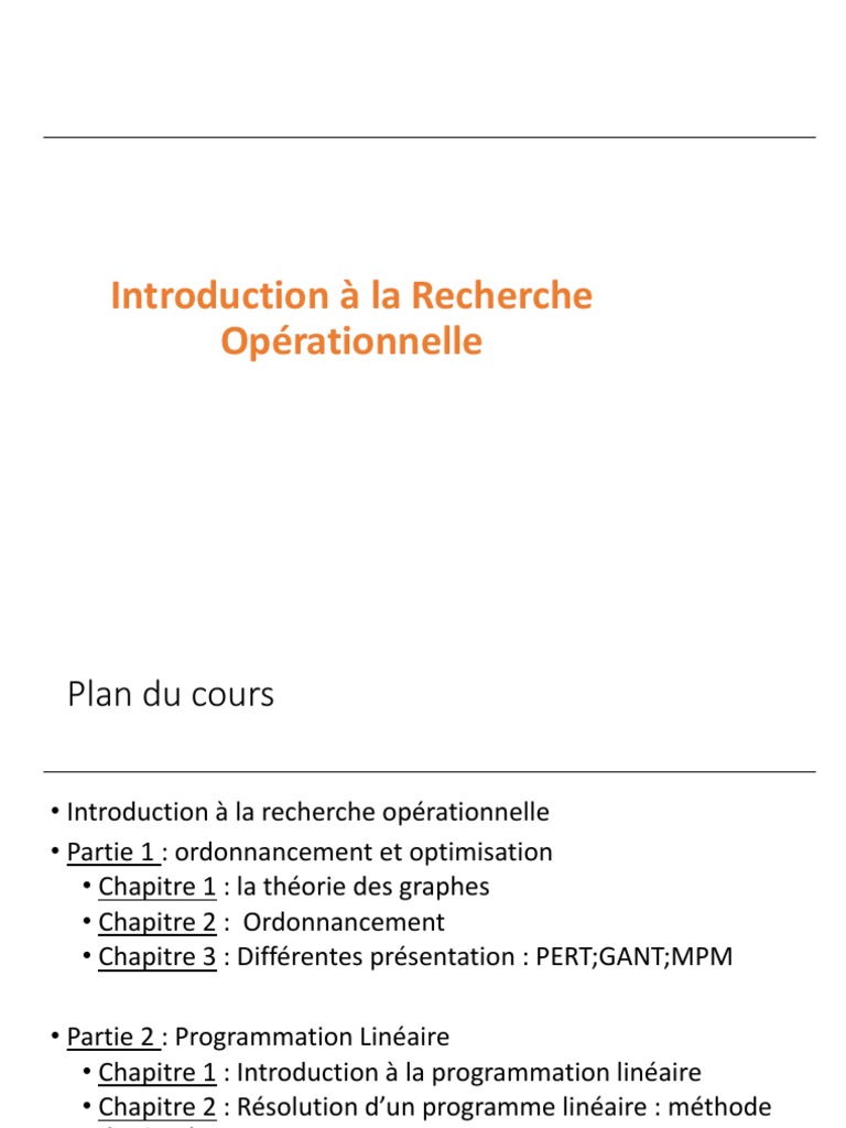Cours Ro | PDF | Optimisation linéaire | Recherche opérationnelle