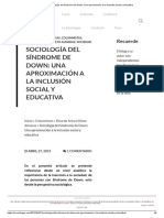 Sociología Del Síndrome de Down - Una Aproximación A La Inclusión Social y Educativa