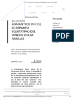 El Amor Romántico Impide El Reparto Equitativo Del Dinero en Las Parejas