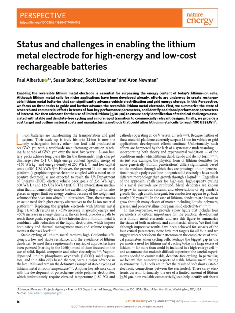2018-Status and Challenges in Enabling The Lithium Metal Electrode For ...