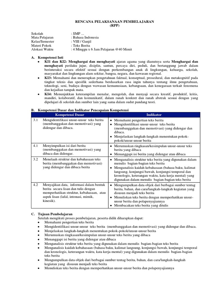 Contoh Soal Bahasa Indonesia Kelas 8 Tentang Teks Berita