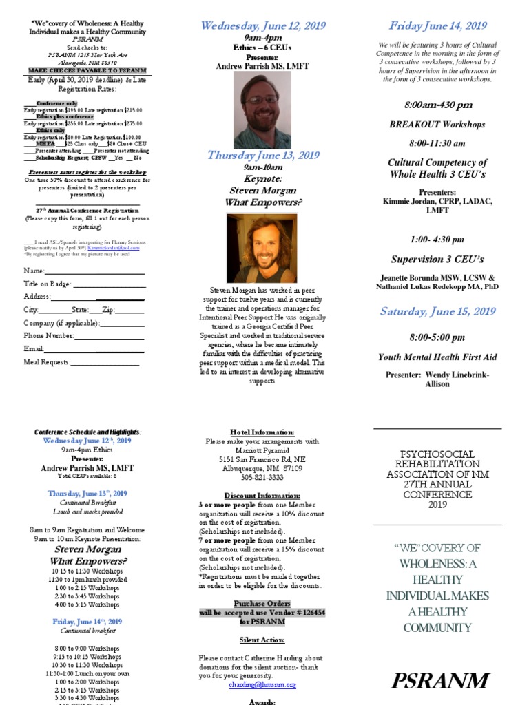 27th Annual PSRANM Conference 2019 | PDF | Health Care