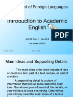 School of Foreign Languages: Introduction To Academic English