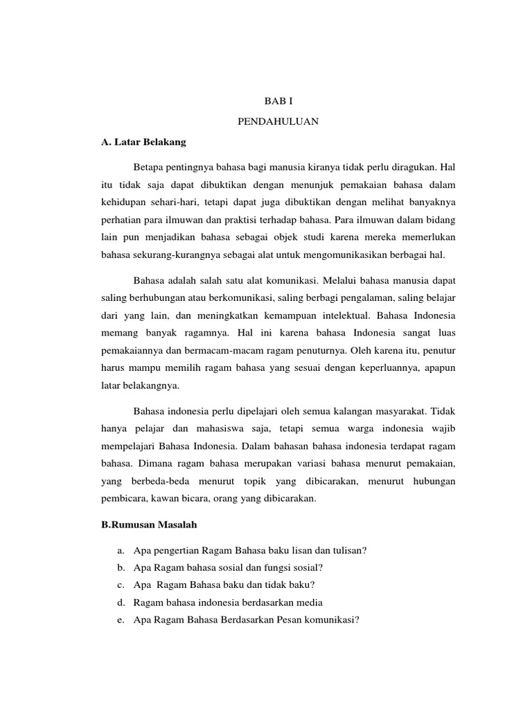 Makalah Ragam Bahasa Indonesia