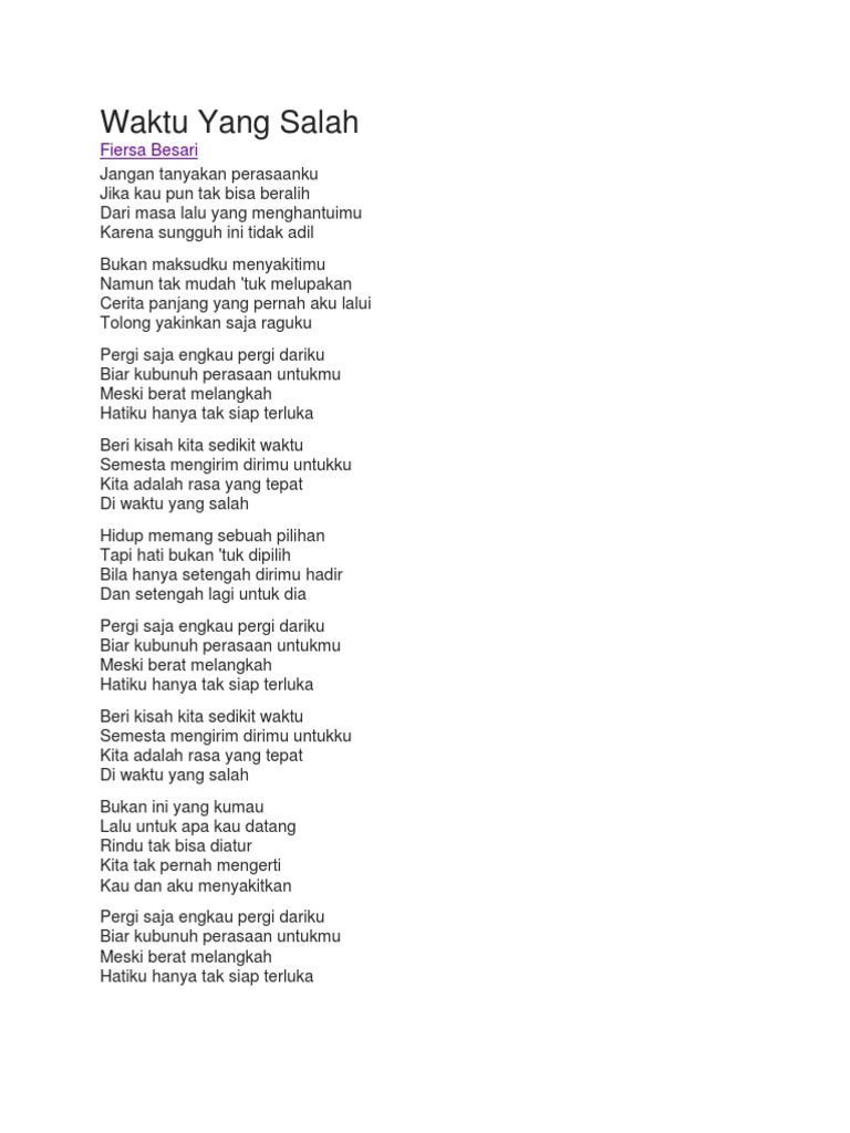 Waktu Yang Salah Lirik PDF Agama & Spiritualitas Puisi
