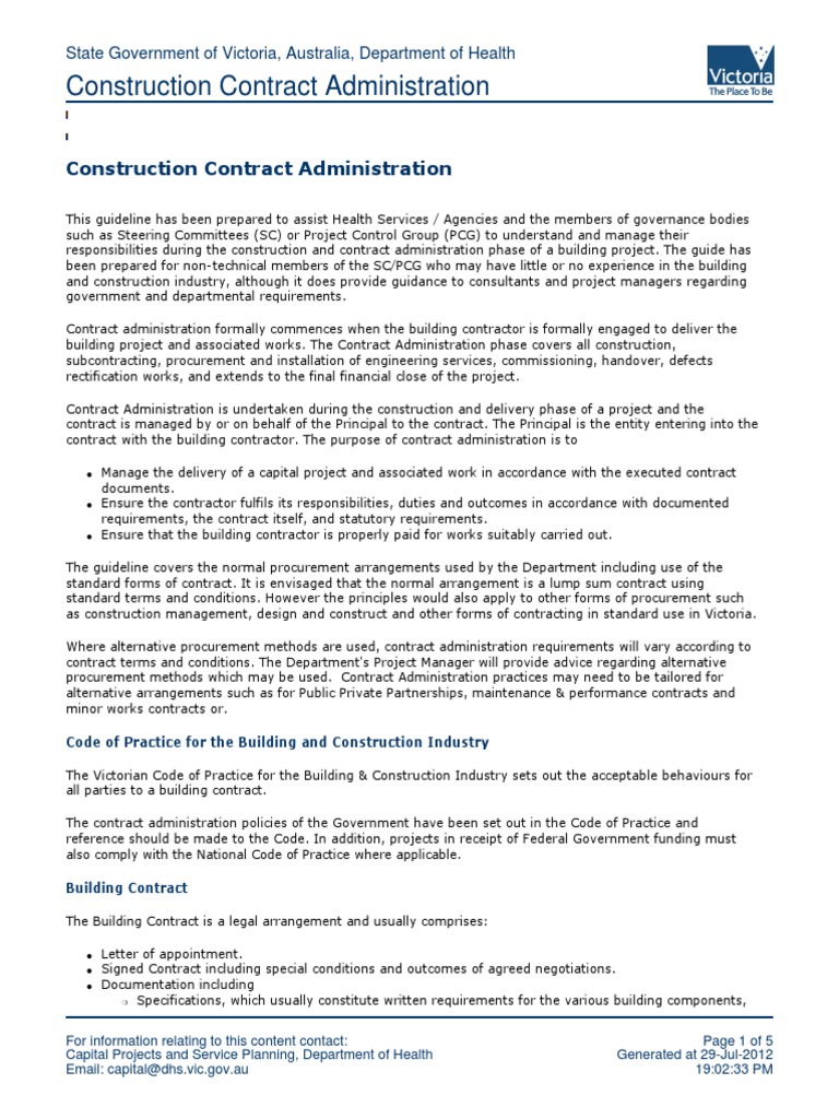 Guidelines for Construction Contract Admin | PDF | General Contractor ...