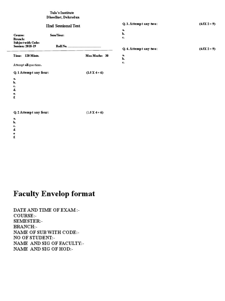 Exam Instructions Template | PDF