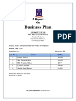 Business Plan: A Report On