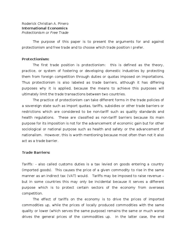 Protection Sim vs. Free Trade | PDF | Tariff | Protectionism