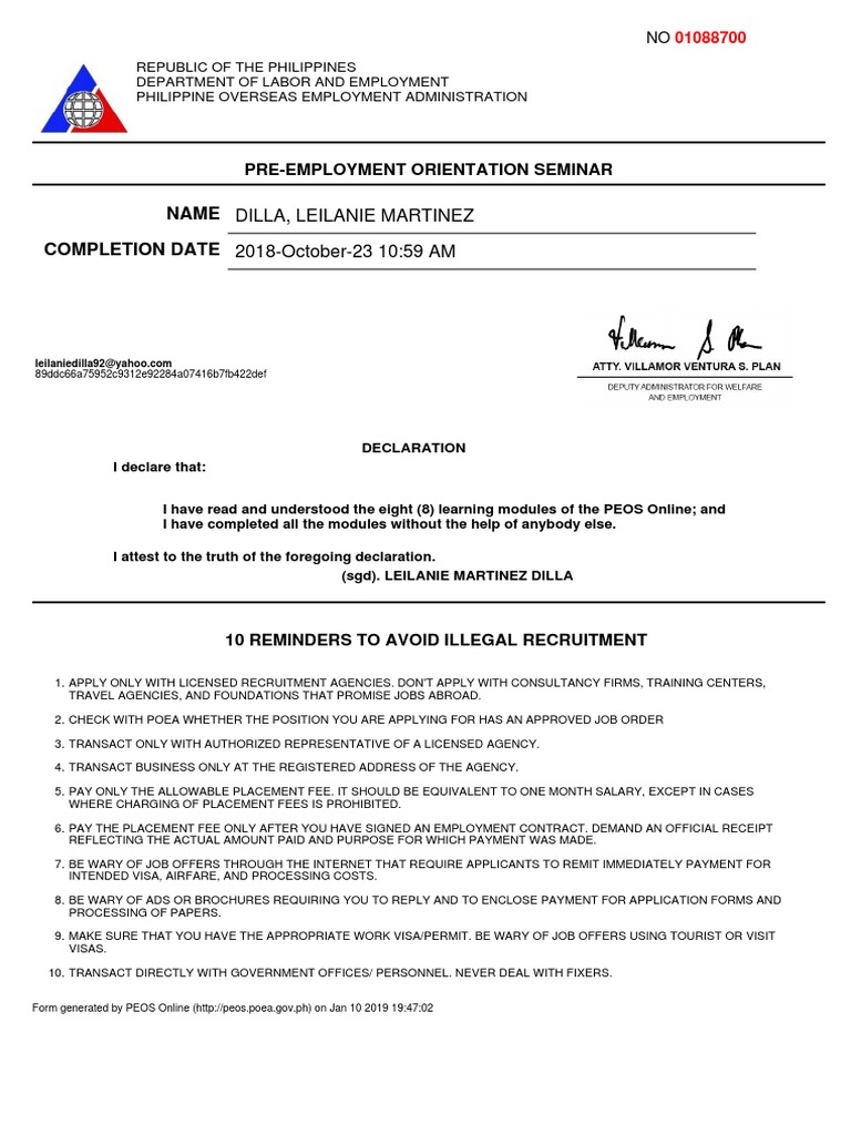 Pre-Employment Orientation Seminar Guide | PDF