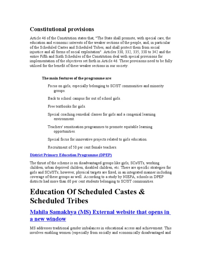 Education of Scheduled Castes & Scheduled Tribes: Constitutional ...