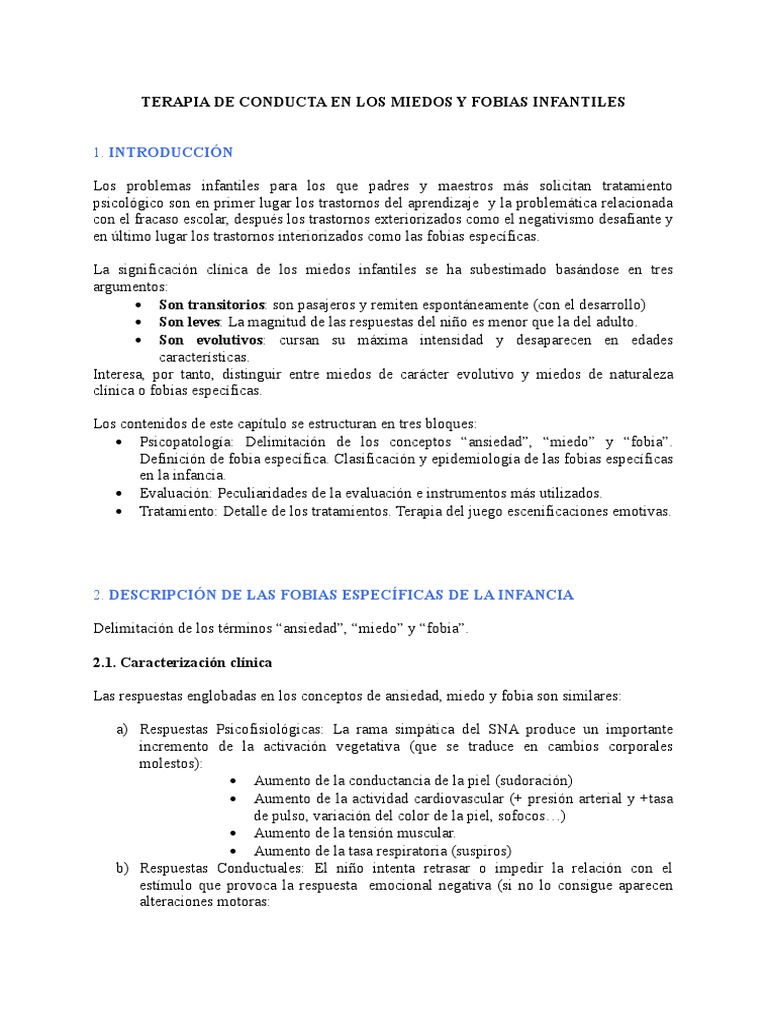 Terapia de Conducta en Miedos y Fobias Infantiles | PDF | Fobia | Ansiedad