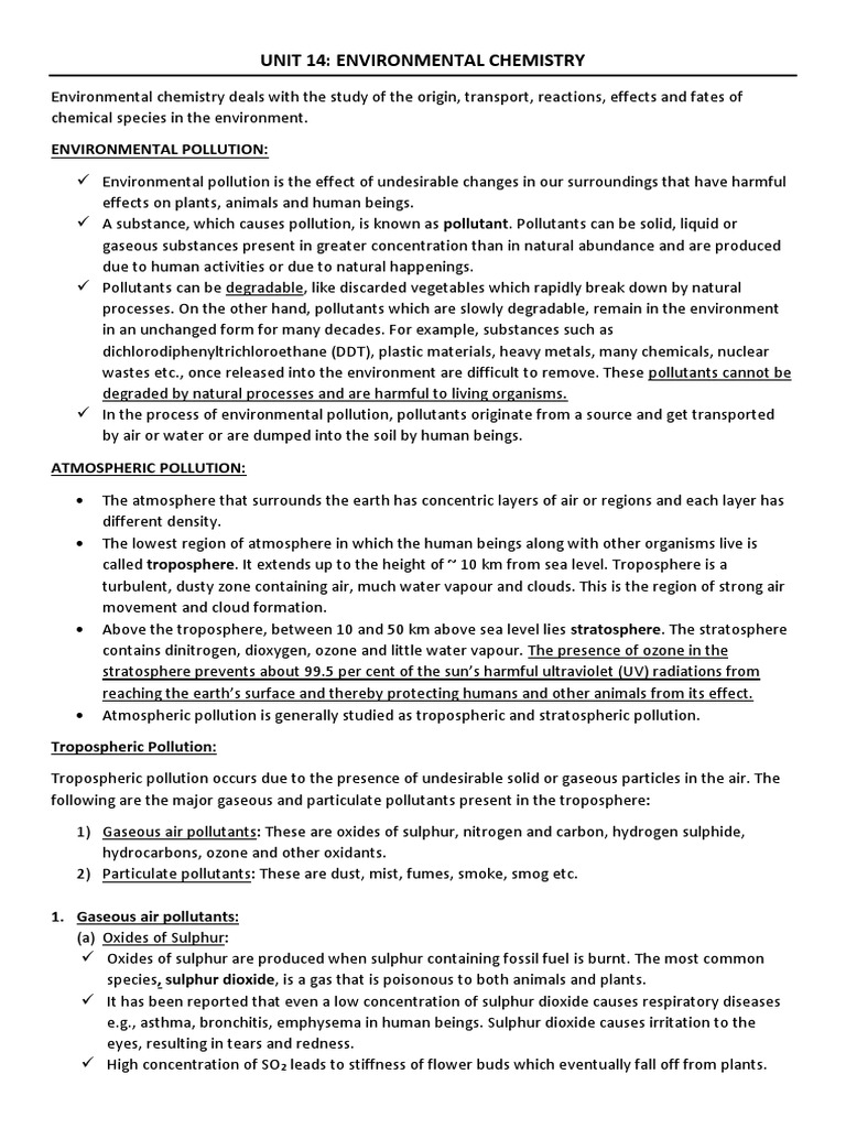 Environmental Chemistry and Pollution | PDF | Nitrogen Dioxide ...