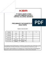 Preliminary Datasheets For Analysers: PT Panca Amara Utama 1900 MTPD Ammonia Project Central Sulawesi, Indonesia