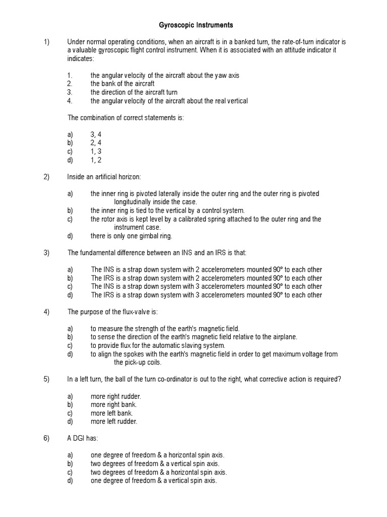 Gyroscopic Instruments PDF Gyroscope Inertial Navigation System