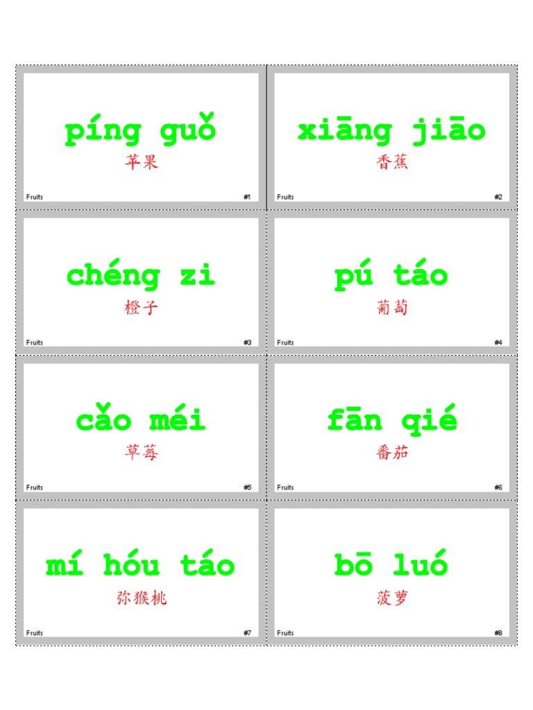 Chinese Fruit Names Guide | PDF