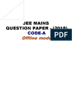 JEE MAINS QUESTION PAPER - (2018) CODE-A Offline mode