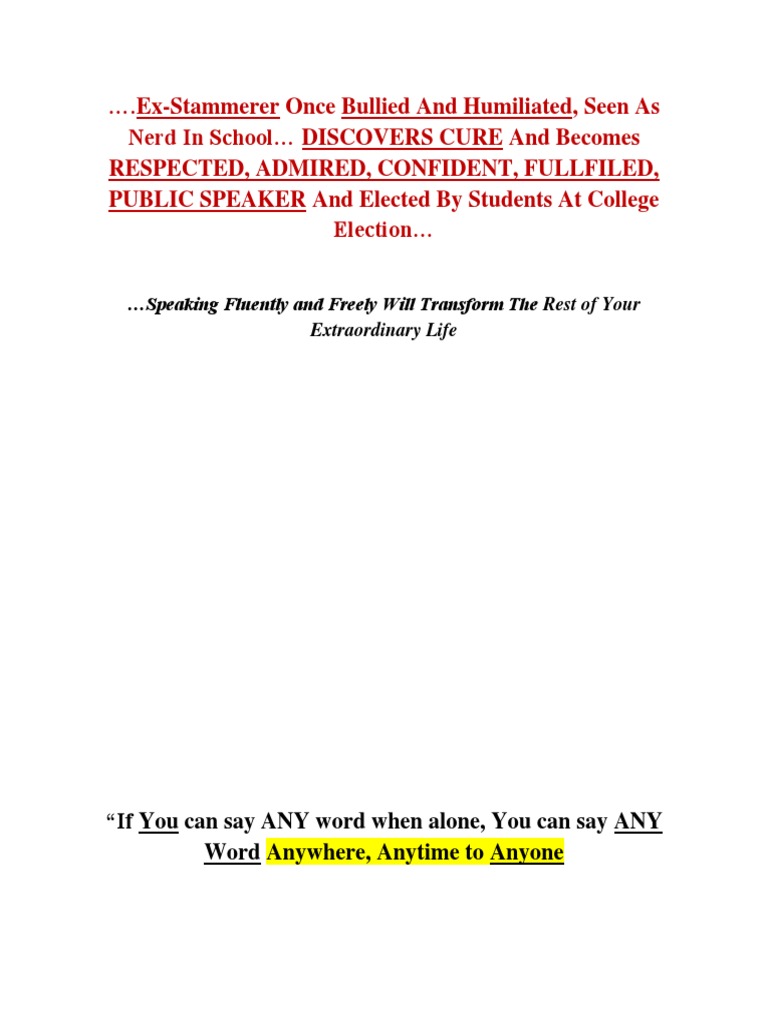 Humiliated and Once Bullied Ex-Stammerer Stops Stammering and ...