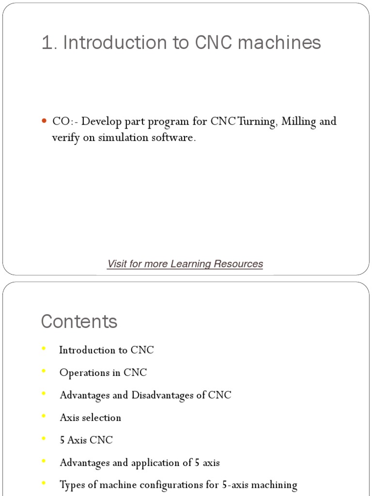 CHAPTER 1 - Introduction To CNC Machines | PDF | Numerical Control ...