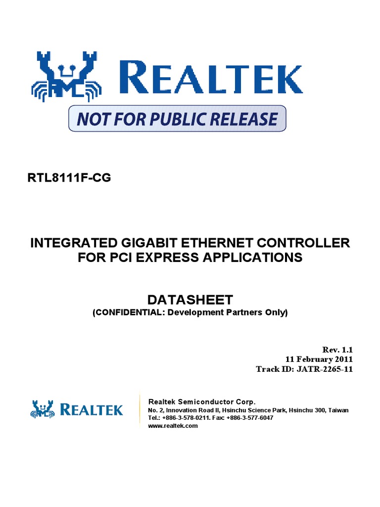 Realtek Semicon RTL8111F CG C220087 | PDF | Network Interface ...