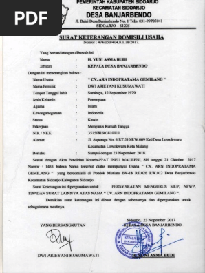 Surat Keterangan Domisili Usaha