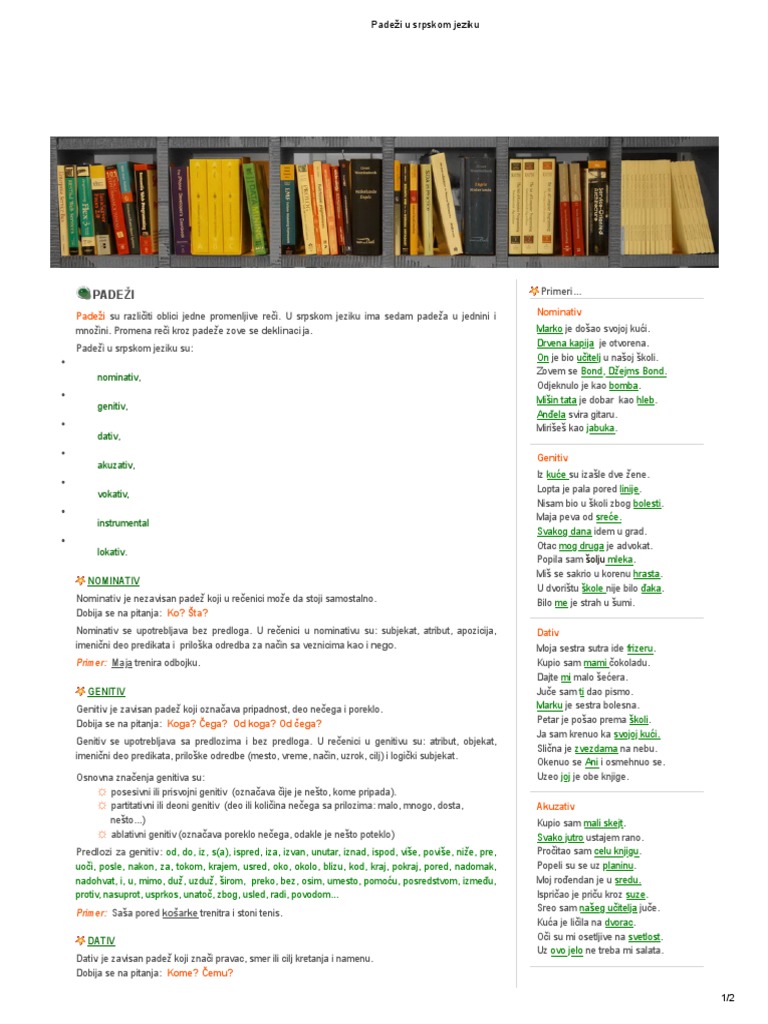 Padeži U Srpskom Jeziku | PDF