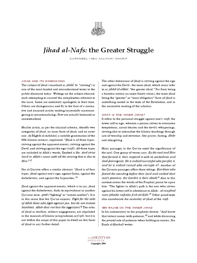 Jihad AlNafs The Greater Struggle Surkheel (Abu Aaliyah) Sharif