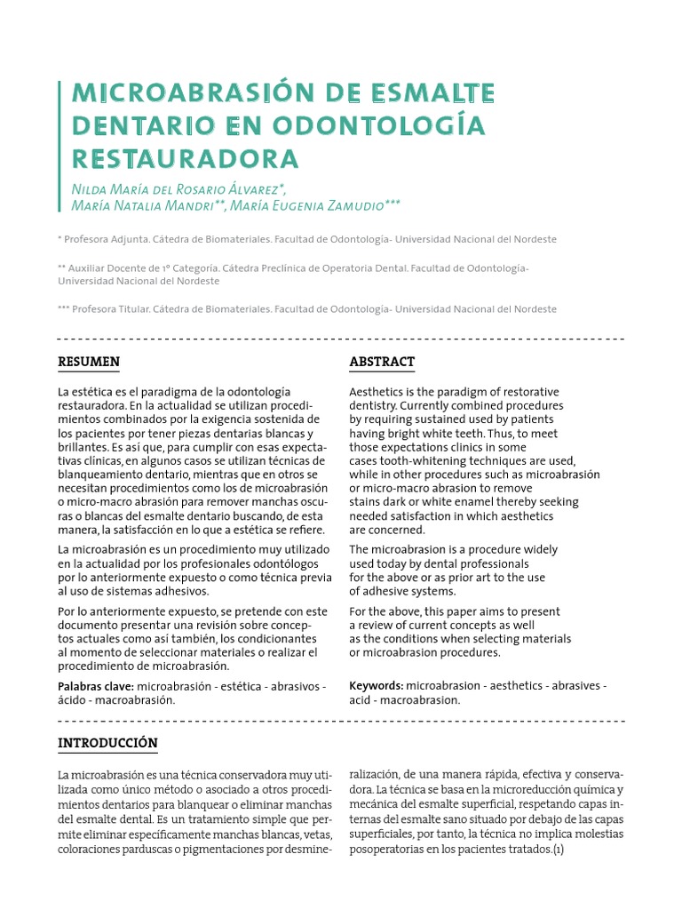 Articulo de Microabrasion Dental PDF Aluminio Ácido