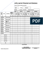 School Form 4 (SF4) Monthly Learner's Movement and Attendance