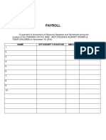 Payroll: Name Office/Dep'T./Position Amount Signature