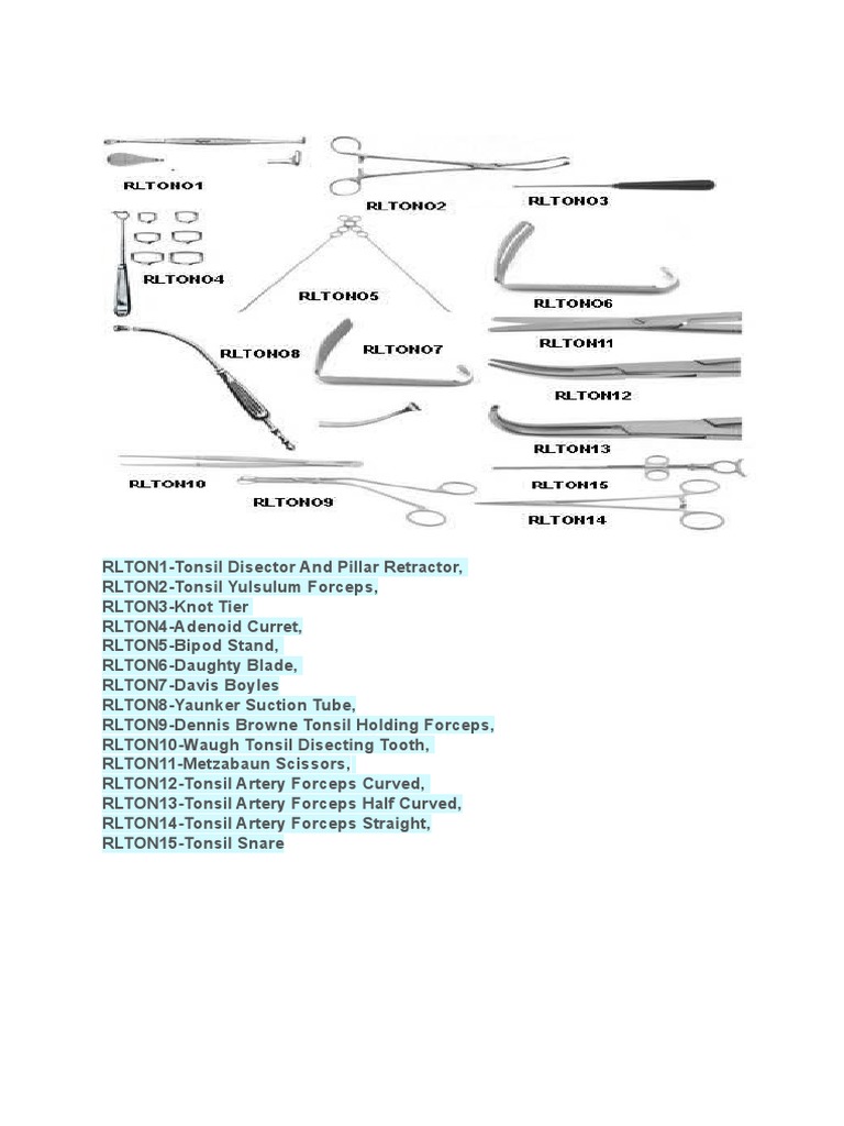 Tonsil Surgery Instrumentation Guide | PDF
