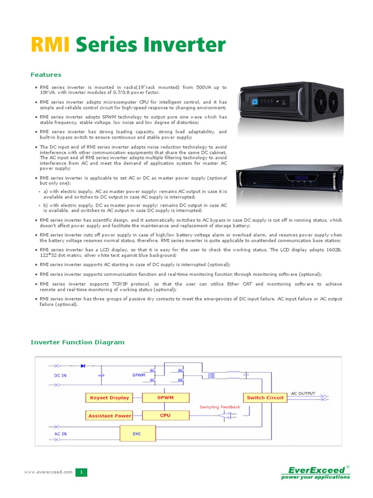 RMI Series Inverter Specifications | PDF | Power Inverter | Power Supply