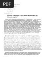 How Did Nationalism Affect on the Dissolution of the Ottoman Empi