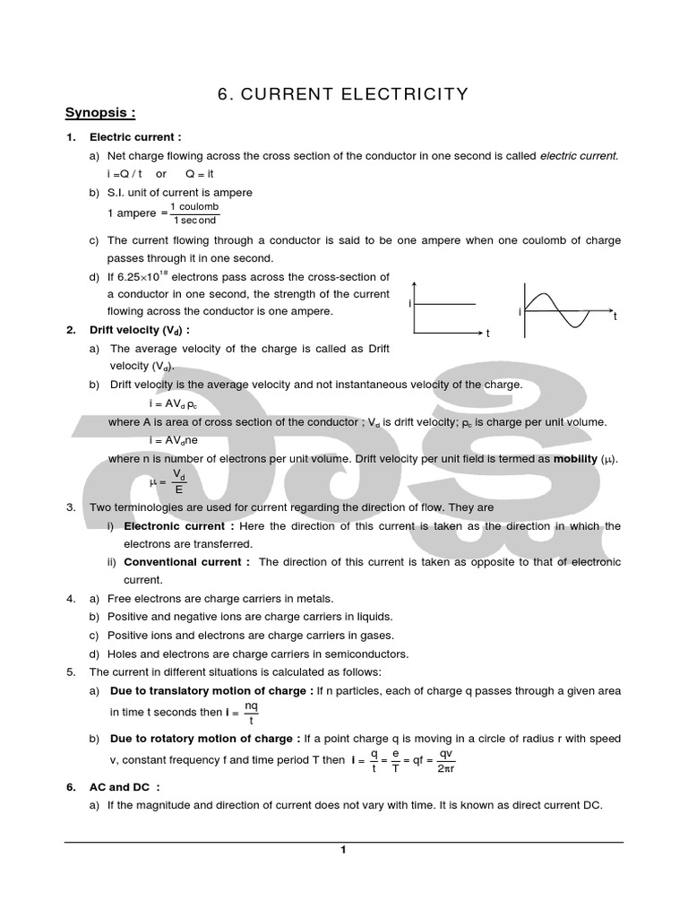 Understanding Current Electricity Concepts | PDF | Electric Current ...