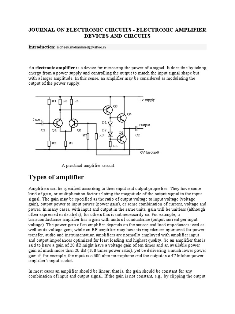 Types of Amplifier Journal On Electronic Circuits Electronic