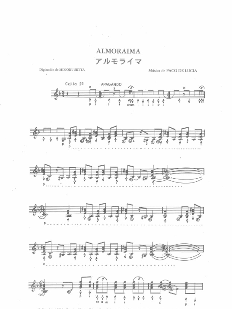 パコ・デ・ルシア「アルモライマ」楽譜 Almoraima. Paco de Lucia | PDF