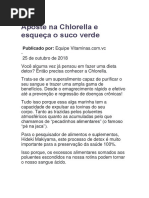 Aposte Na Chlorella e Esqueça o Suco Verde