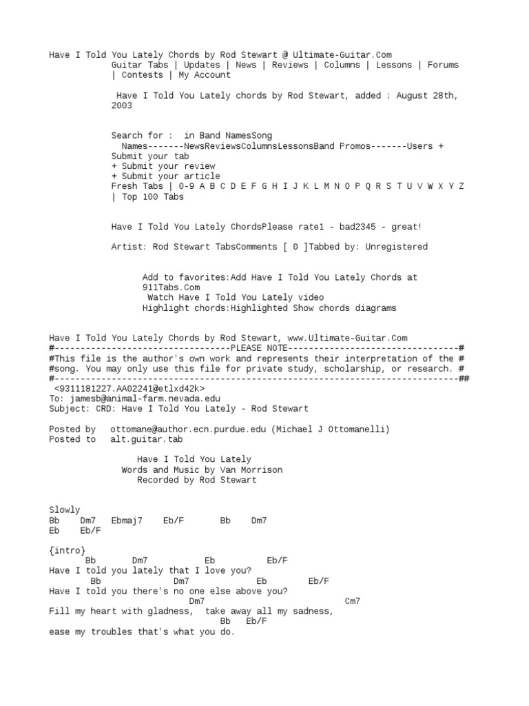 Have I Told You Lately Chords
