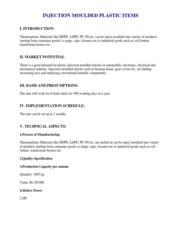 Injection Moulded Plastic Products Guide | PDF | Thermoplastic | Plastic
