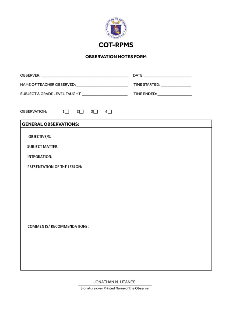Classroom Observation Tool Guide | PDF