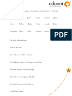 Ejercicio Lectura de Palabras y Frases Con Silabas Mixtas y Sinfones PDF