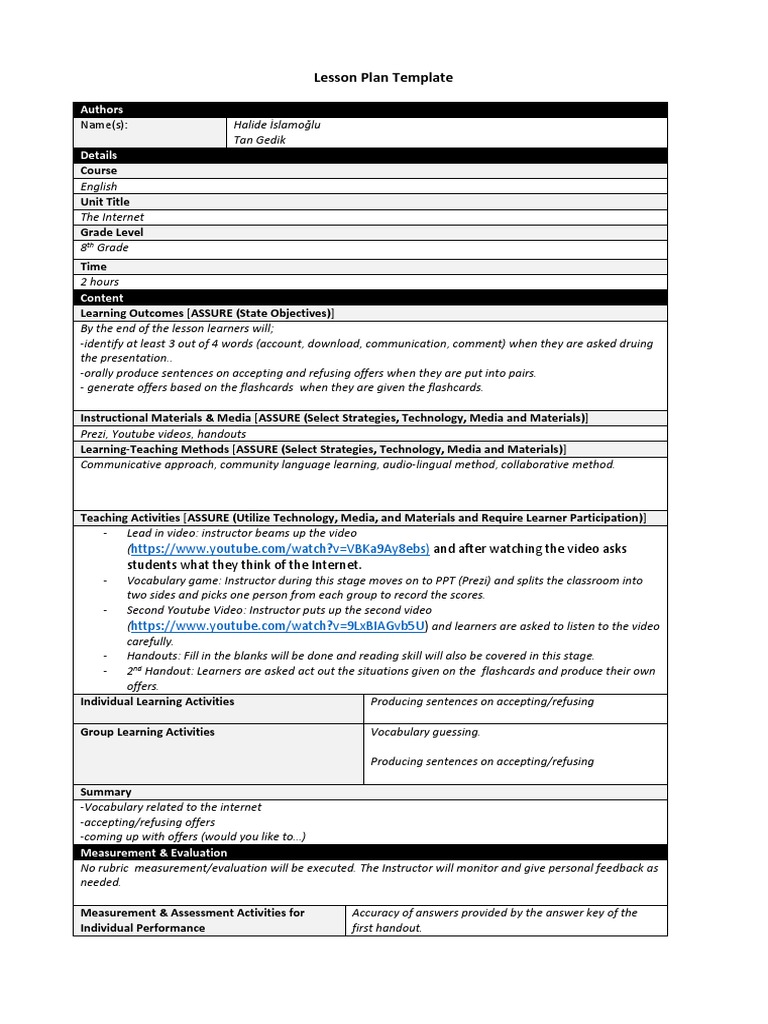 LP 1 | PDF | Lesson Plan | Learning