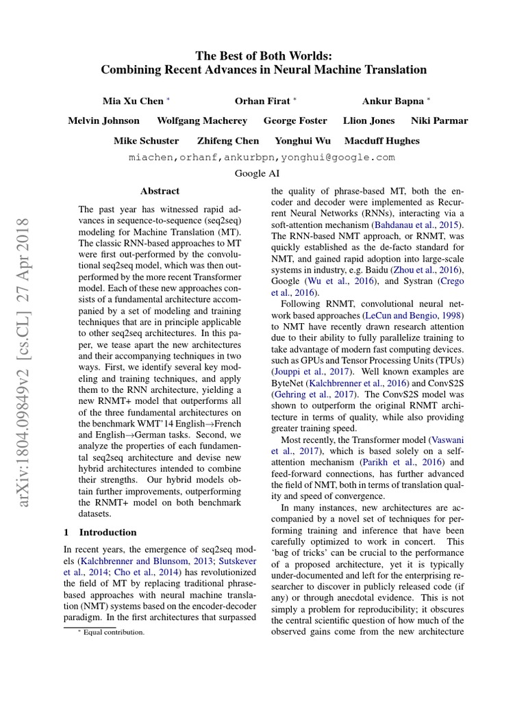 Advances in Neural Machine Translation | PDF | Attention | Transformer