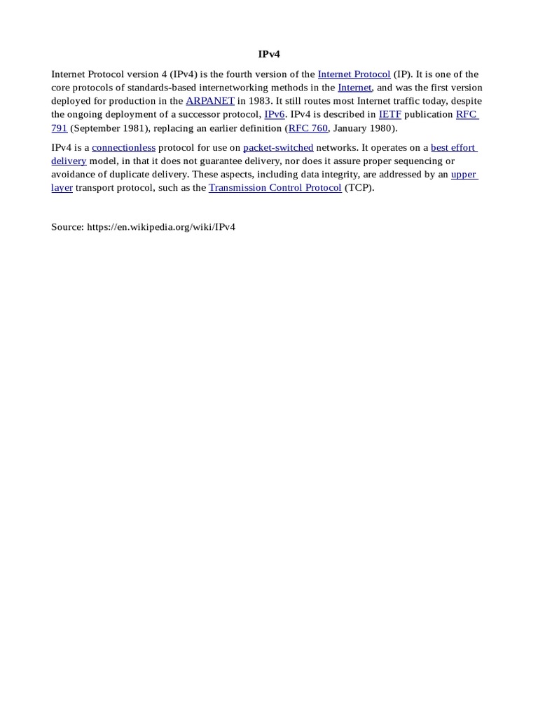 Overview of Internet Protocol IPv4 | PDF