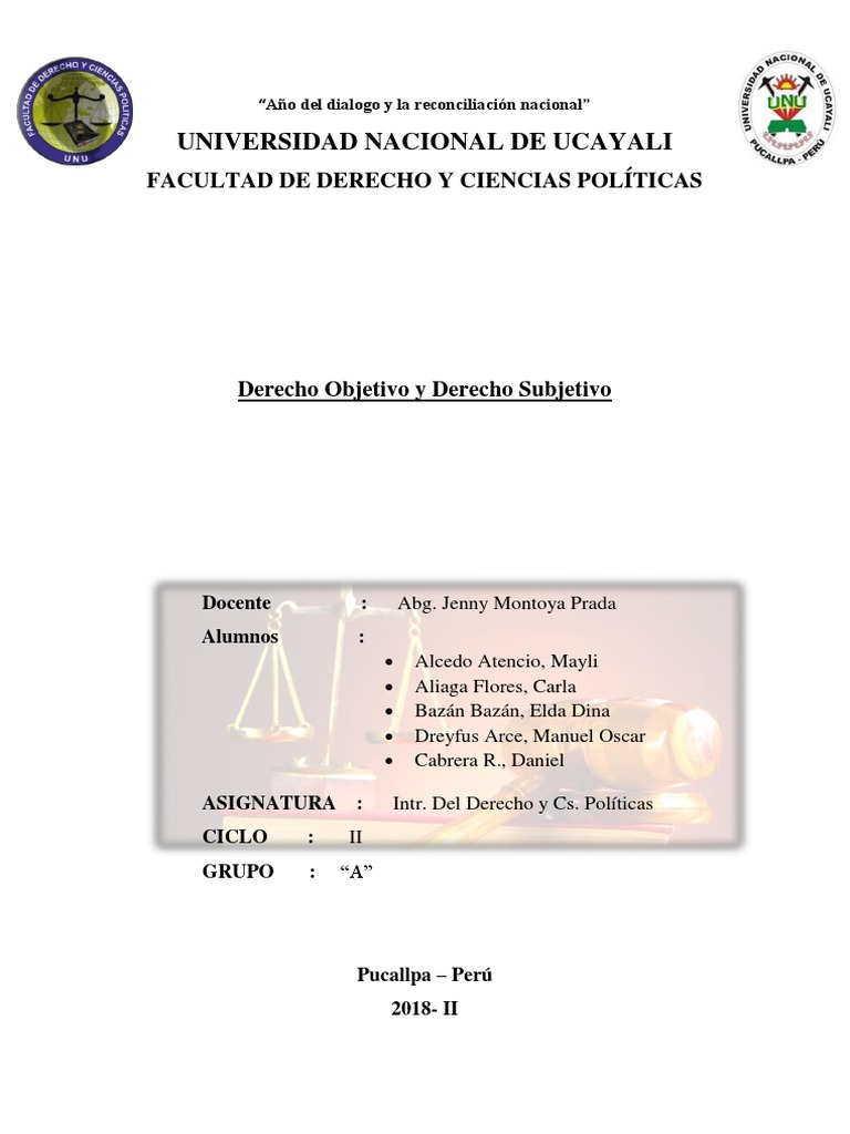 Derecho Objetivo y Derecho Subjetivo Justicia Crimen y