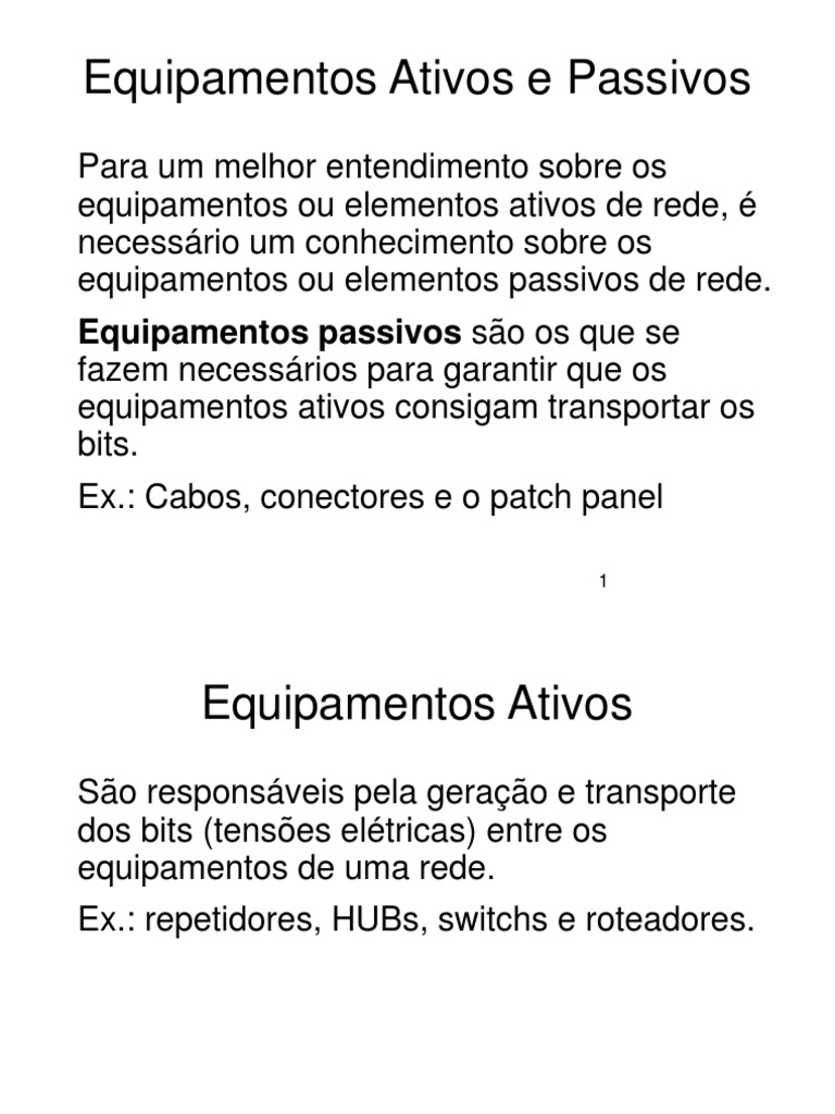 Equipamentos Ativos e Passivos: Uma Introdução aos Elementos ...