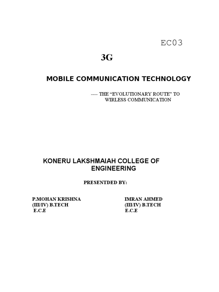 3g Mobile Communication Technology | PDF | 3 G | Telecommunication
