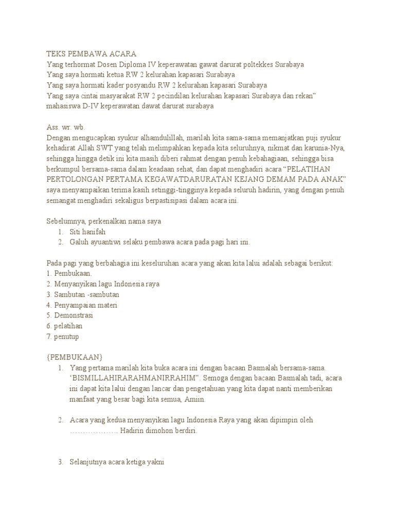 Teks Pembawa Acara Pelatihan Kumpulan Contoh Teks Mc