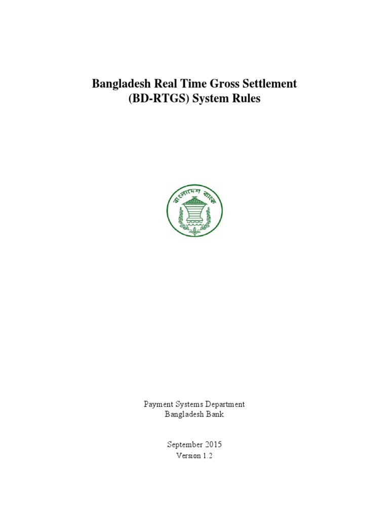 Bangladesh RTGS System Rules | PDF | Payment System | Payments